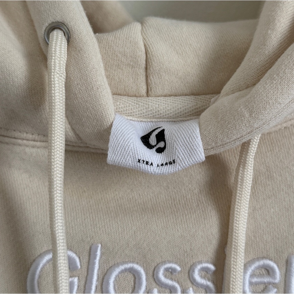 Glossier Limited Edition Hoodie Size XL soft pullover cream neutral oversized - Picture 3 of 7